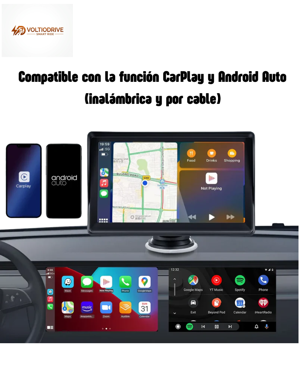 Pantalla CarPlay y Android Auto Inalámbrica 7" – Convierte tu Coche en Smart Car